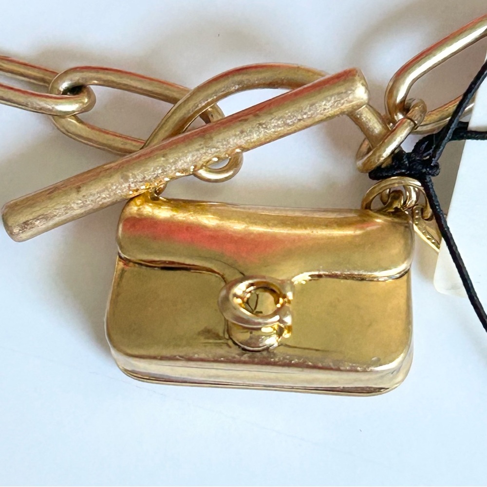 Coach Tabby Mini Handbag Charm Paperclip Chain Link Toggle Bracelet NEW - Picture 4 of 9